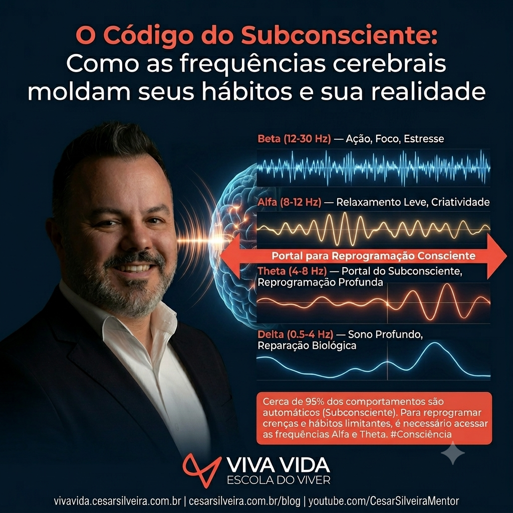 Ilustração conceitual sobre o código do subconsciente e ondas cerebrais