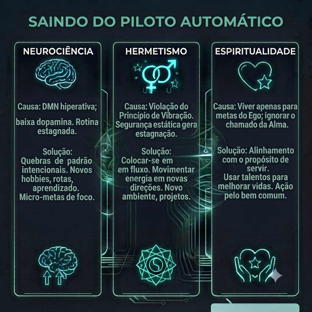 Ilustração conceitual sobre viver no piloto automático e vazio existencial